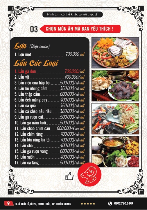 thực đơn lẩu các loại thực đơn lẩu các loại