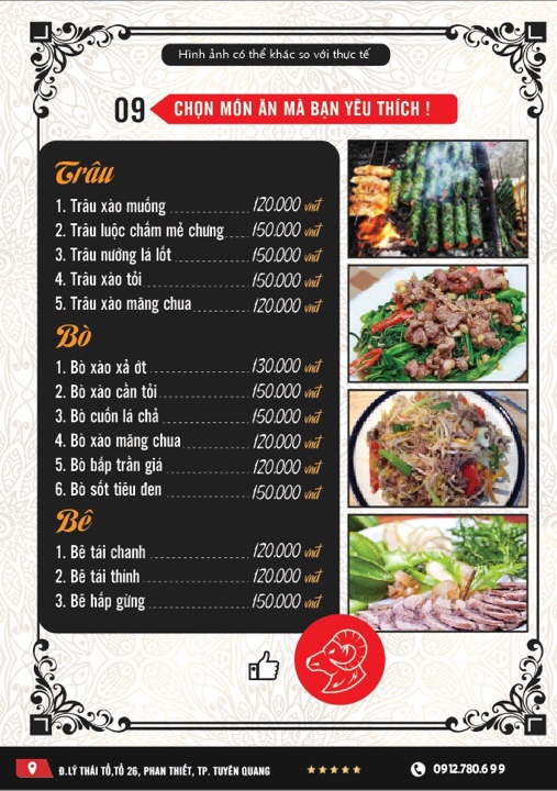 thực đơn trâu bò bê thực đơn trâu bò bê tuyên quang